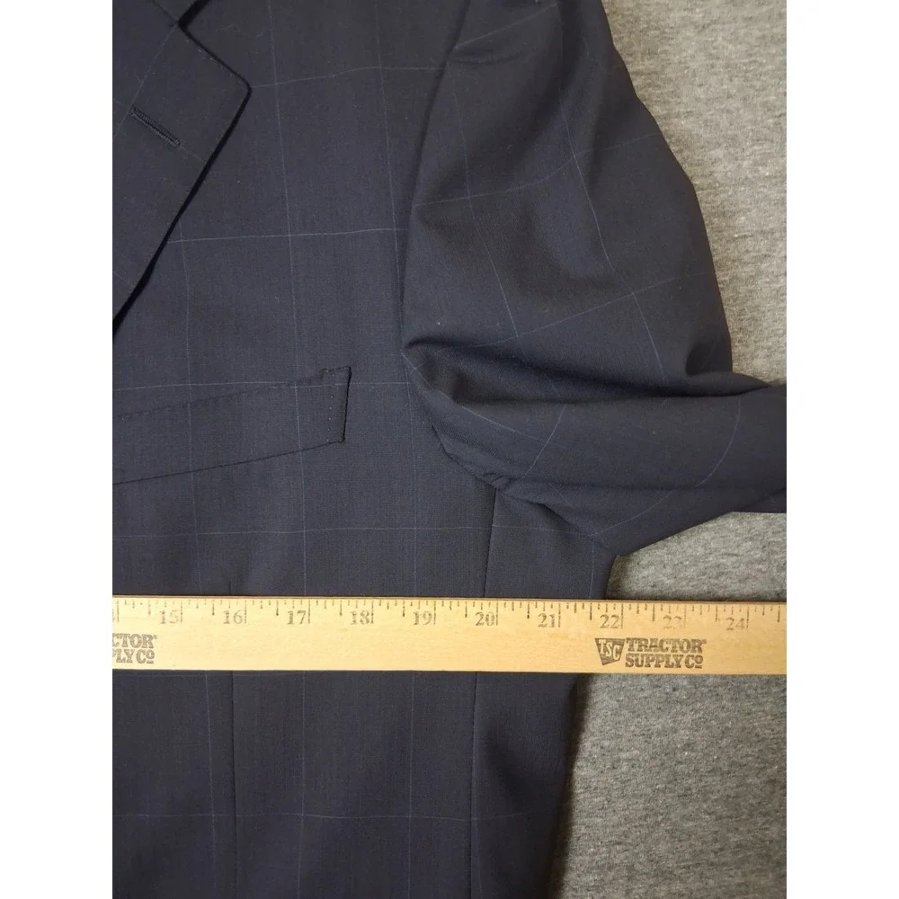 Ermengeldo Zegna Mens Jacket 44R Blue Pinstripe Plaid Wool Sportcoat Blazer